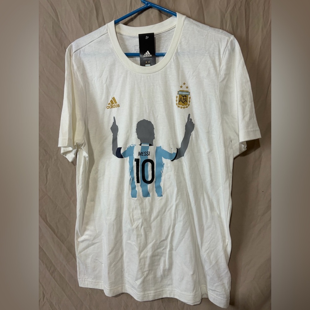 Adidas Lionel Messi Shirt Mens medium 10 Argentina Soccer Short Sleeve Crew